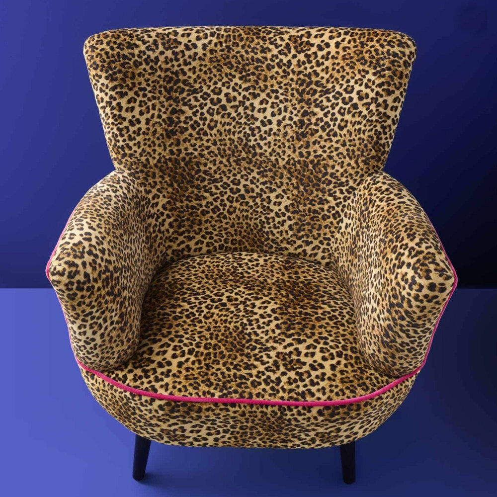 Werns - Fauteuil Jungle Love Panterprint Fuchsia 77x76x83cm