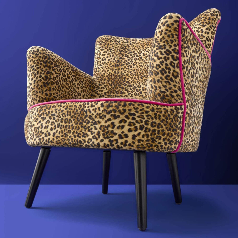 Werns - Fauteuil Jungle Love Panterprint Fuchsia 77x76x83cm