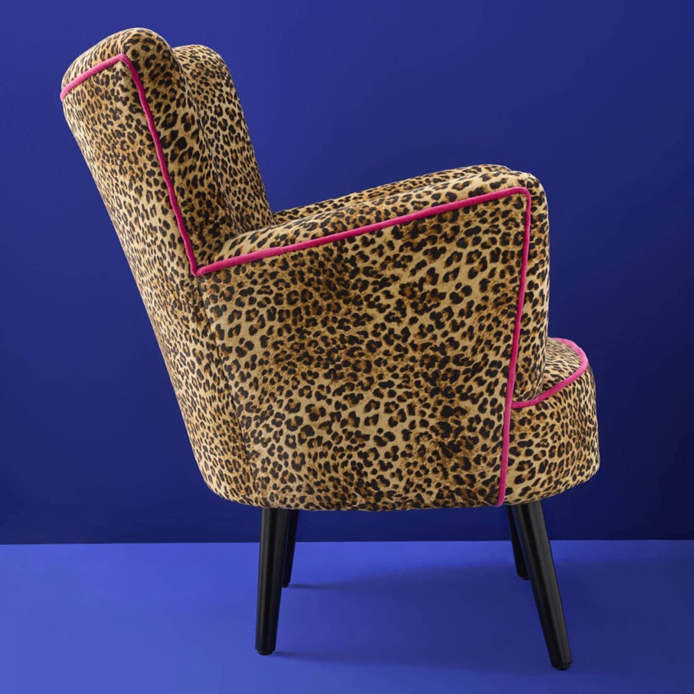 Werns - Fauteuil Jungle Love Panterprint Fuchsia 77x76x83cm