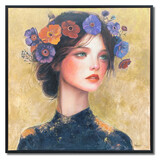 Colmore - Schilderij Meisje met Bloemen Multicolor 100x100cm ingelijst Colmore - Schilderij Meisje met Bloemen Multicolor 100x100cm ingelijst