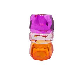 Werns - Kandelaar-Waxinehouder Kristal Fuchsia-Helder-Oranje Glas 6x10cm Werns - Kandelaar-Waxinehouder Kristal Fuchsia-Helder-Oranje Glas 6x10cm