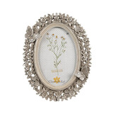 Melting Pot - Fotolijstje Ovaal Vlinders-Bloemen Zilver 16x21cm - foto 10x15cm Melting Pot - Fotolijstje Ovaal Vlinders-Bloemen Zilver 16x21cm - foto 10x15cm