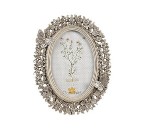 Melting Pot - Fotolijstje Ovaal Vlinders-Bloemen Zilver 16x21cm - foto 10x15cm Melting Pot - Fotolijstje Ovaal Vlinders-Bloemen Zilver 16x21cm - foto 10x15cm