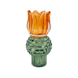 Melting Pot - Kandelaar-Waxinehouder Tulp Amber-Groen Glas 8x15cm Melting Pot - Kandelaar-Waxinehouder Tulp Amber-Groen Glas 8x15cm