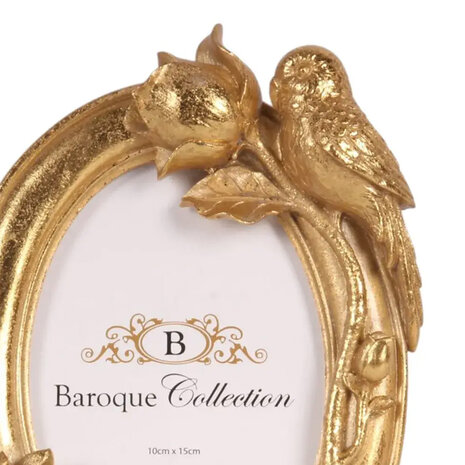 Melting Pot - Fotolijstje Baroque Vogel en Bloem Goud 15x21cm - foto 10x15cm Melting Pot - Fotolijstje Baroque Vogel en Bloem Goud 15x21cm - foto 10x15cm