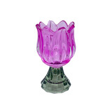 Melting Pot - Kandelaar-Waxinehouder Tulp Fuchsia-Groen Glas 7x12cm Melting Pot - Kandelaar-Waxinehouder Tulp Fuchsia-Groen Glas 7x12cm
