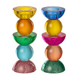 Melting Pot - Kandelaar Votief Multicolor Glas 8x21cm in 2 variaties Melting Pot - Kandelaar Votief Multicolor Glas 8x21cm in 2 variaties