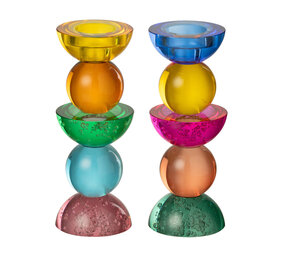 Melting Pot - Kandelaar Votief Multicolor Glas 8x21cm in 2 variaties Melting Pot - Kandelaar Votief Multicolor Glas 8x21cm in 2 variaties