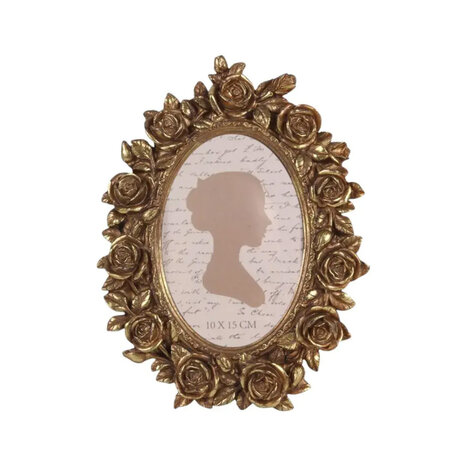 Melting Pot - Fotolijstje Ovaal Baroque Roosjes Goud 16x23cm - foto 10x15cm