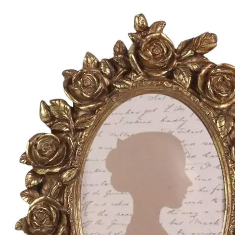 Melting Pot - Fotolijstje Ovaal Baroque Roosjes Goud 16x23cm - foto 10x15cm