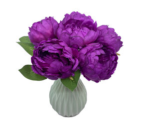 Melting Pot - Kunstbloemen Boeket 6 Pioenrozen Paars 29cm Melting Pot - Kunstbloemen Boeket 6 Pioenrozen Paars 29cm