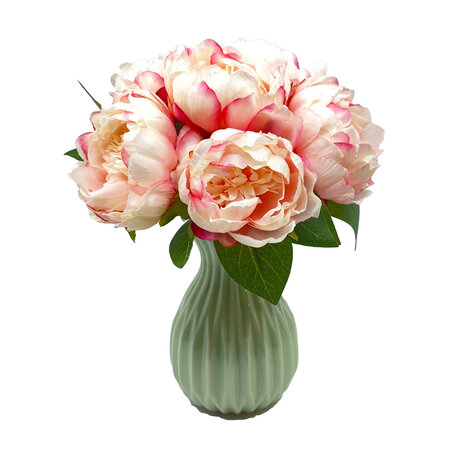 Melting Pot - Kunstbloemen Boeket 6 Pioenrozen Roze-Wit 29cm Melting Pot - Kunstbloemen Boeket 6 Pioenrozen Roze-Wit 29cm