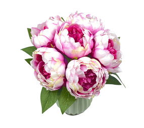 Melting Pot - Kunstbloemen Boeket 6 Pioenrozen Fuchsia-Wit 29cm Melting Pot - Kunstbloemen Boeket 6 Pioenrozen Fuchsia-Wit 29cm