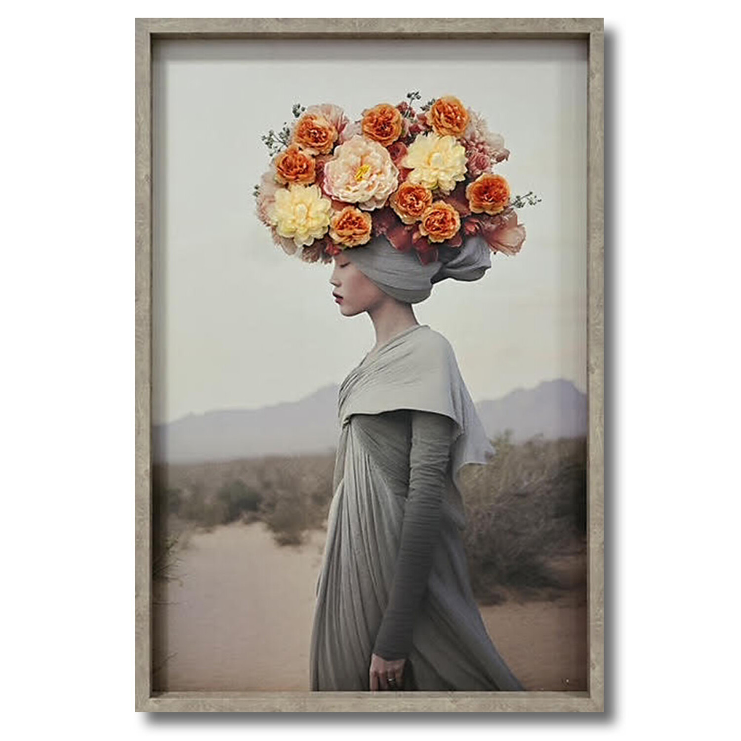 De Muurkunst Van De Bloemen Botanische Uitstekende Stijl Met Geweven Achtergrond Stock