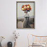 Melting Pot - Schilderij Vrouw in Grijs met 3-D Bloemen 83x123cm ingelijst Melting Pot - Schilderij Vrouw in Grijs met 3-D Bloemen 83x123cm ingelijst
