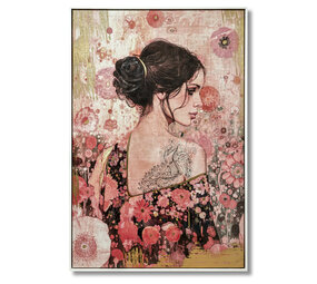 Melting Pot - Schilderij Vrouw met Tattoo op Canvas 83x123cm ingelijst Melting Pot - Schilderij Vrouw met Tattoo op Canvas 83x123cm ingelijst
