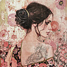 Melting Pot - Schilderij Vrouw met Tattoo op Canvas 83x123cm ingelijst Melting Pot - Schilderij Vrouw met Tattoo op Canvas 83x123cm ingelijst