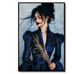 Melting Pot - Schilderij Vrouw in Blauwe Jurk op Fluweel 83x123cm ingelijst Melting Pot - Schilderij Vrouw in Blauwe Jurk op Fluweel 83x123cm ingelijst