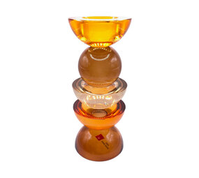 Colmore - Waxinehouder Votief Oranje-Bruin-Beige Kristal Glas 8x20cm Colmore - Waxinehouder Votief Oranje-Bruin-Beige Kristal Glas 8x20cm