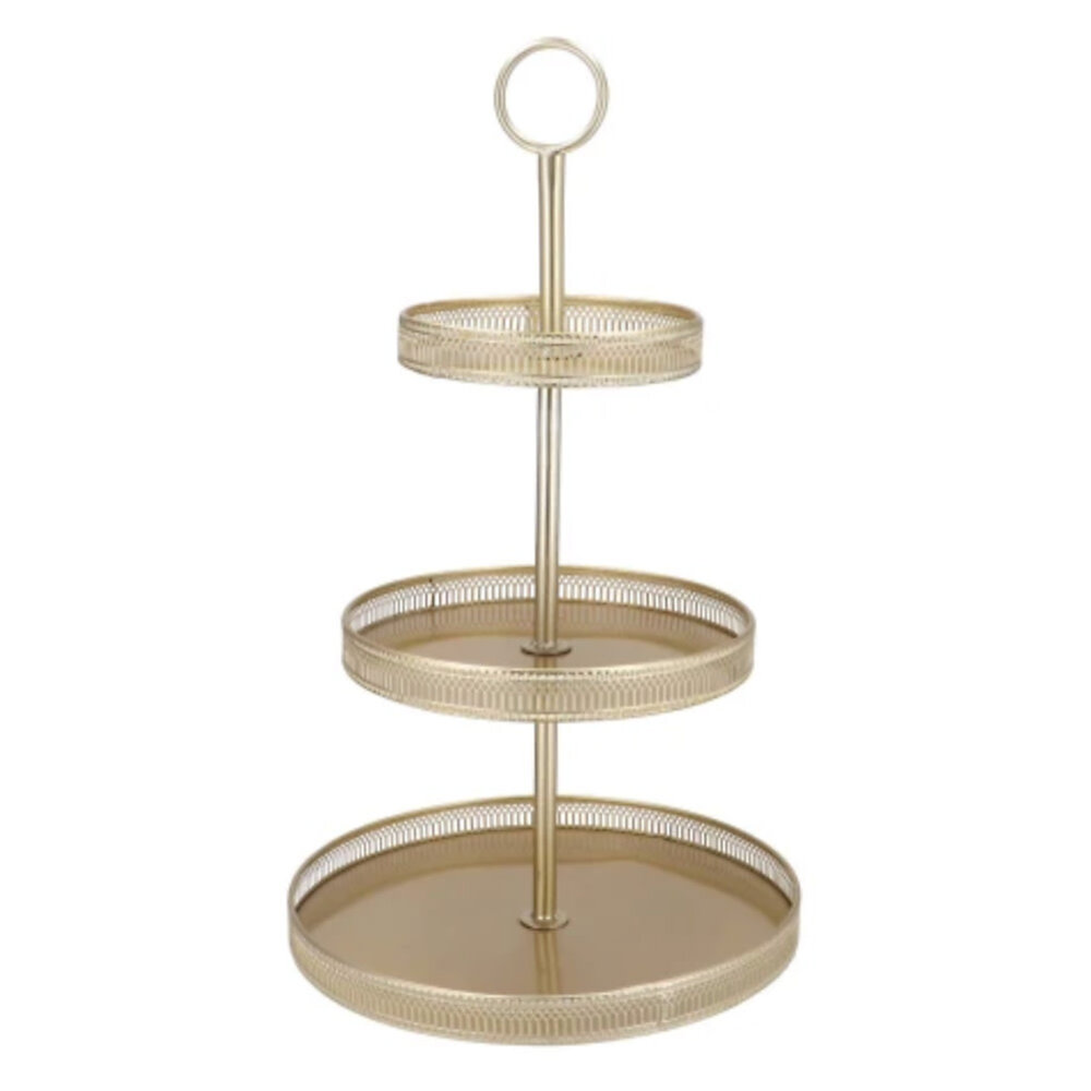 Melting Pot - Etagère Majestic 3 Lagen Goud Metaal 37x65cm Melting Pot - Etagère Majestic 3 Lagen Goud Metaal 37x65cm