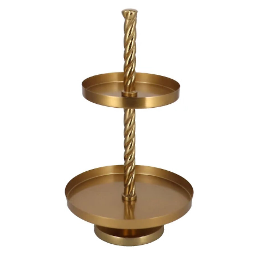 Melting Pot - Etagère Swirl 2 Lagen Goud Metaal 35x62cm Melting Pot - Etagère Swirl 2 Lagen Goud Metaal 35x62cm