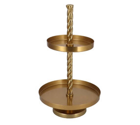 Melting Pot - Etagère Swirl 2 Lagen Goud Metaal 35x62cm Melting Pot - Etagère Swirl 2 Lagen Goud Metaal 35x62cm