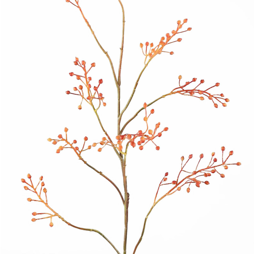 Melting Pot - Kunstbloem Rozenbottel Oranje op Tak 110cm Melting Pot - Kunstbloem Rozenbottel Oranje op Tak 110cm