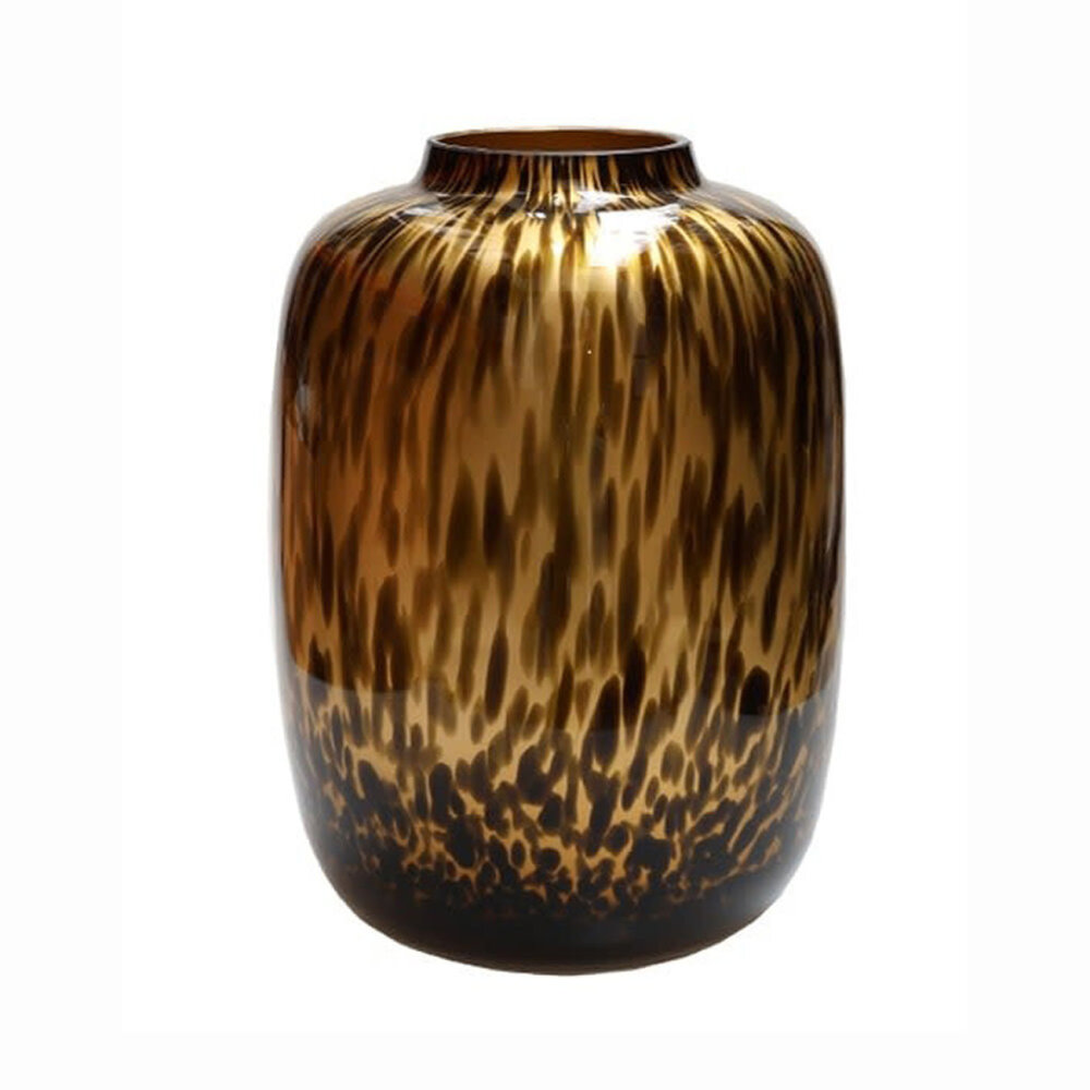 Melting Pot - Vaas Cheetah Panter Zwart-Goud Glas 21x29cm Melting Pot - Vaas Cheetah Panter Zwart-Goud Glas 21x29cm