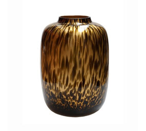 Melting Pot - Vaas Cheetah Panter Zwart-Goud Glas 21x29cm Melting Pot - Vaas Cheetah Panter Zwart-Goud Glas 21x29cm