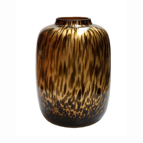 Melting Pot - Vaas Cheetah Panter Zwart-Goud Glas 21x29cm Melting Pot - Vaas Cheetah Panter Zwart-Goud Glas 21x29cm