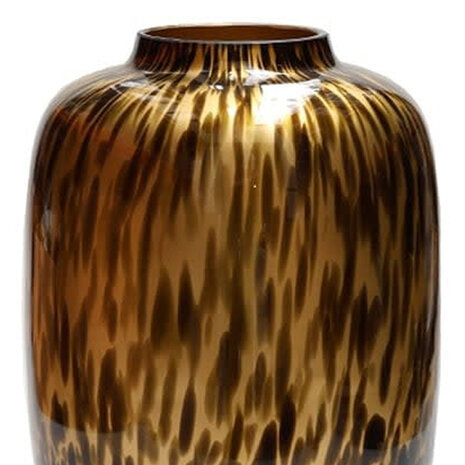 Melting Pot - Vaas Cheetah Panter Zwart-Goud Glas 21x29cm Melting Pot - Vaas Cheetah Panter Zwart-Goud Glas 21x29cm