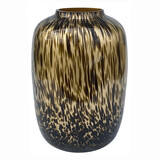 Melting Pot - Vaas Cheetah Panter Zwart-Goud Glas 32x45cm Melting Pot - Vaas Cheetah Panter Zwart-Goud Glas 32x45cm