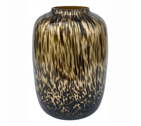 Melting Pot - Vaas Cheetah Panter Zwart-Goud Glas 32x45cm Melting Pot - Vaas Cheetah Panter Zwart-Goud Glas 32x45cm