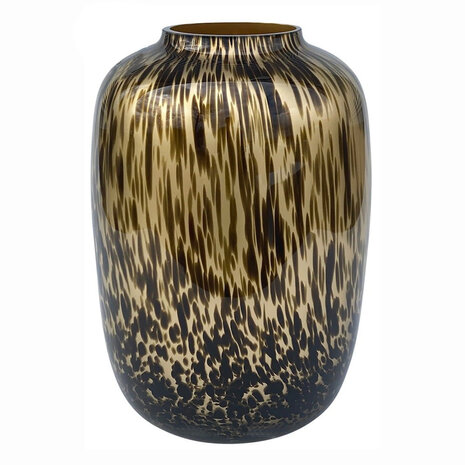 Melting Pot - Vaas Cheetah Panter Zwart-Goud Glas 32x45cm Melting Pot - Vaas Cheetah Panter Zwart-Goud Glas 32x45cm