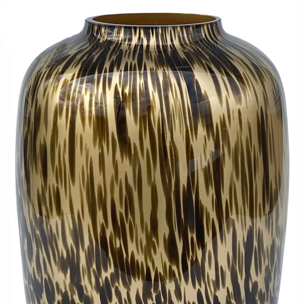 Melting Pot - Vaas Cheetah Panter Zwart-Goud Glas 32x45cm Melting Pot - Vaas Cheetah Panter Zwart-Goud Glas 32x45cm