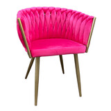 Colmore - Eetkamerstoel Fuchsia Geweven Fluweel 61x62x68cm Gouden Poten Colmore - Eetkamerstoel Fuchsia Geweven Fluweel 61x62x68cm Gouden Poten
