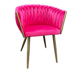 Colmore - Eetkamerstoel Fuchsia Geweven Fluweel 61x62x68cm Gouden Poten Colmore - Eetkamerstoel Fuchsia Geweven Fluweel 61x62x68cm Gouden Poten
