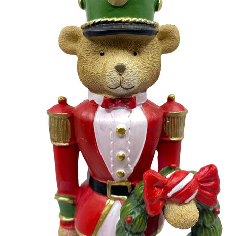 Colmore - Beelden Notenkraker Beer Rood-Groen 8x32cm set-2 Colmore - Beelden Notenkraker Beer Rood-Groen 8x32cm set-2