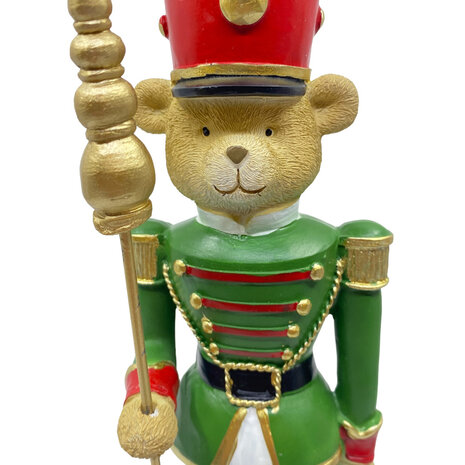 Colmore - Beelden Notenkraker Beer Rood-Groen 8x32cm set-2 Colmore - Beelden Notenkraker Beer Rood-Groen 8x32cm set-2