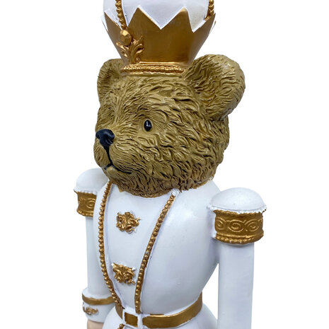 Colmore - Beeld Notenkraker Beer Wit-Goud 12x39cm Colmore - Beeld Notenkraker Beer Wit-Goud 12x39cm