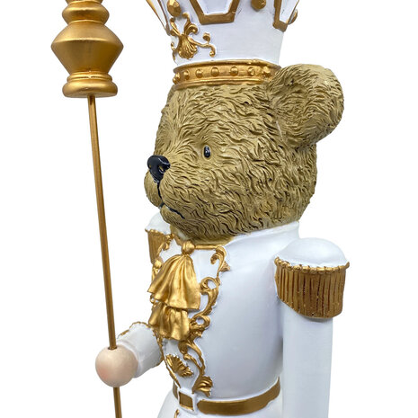 Colmore - Beeld Notenkraker Beer Wit-Goud 14x47cm Colmore - Beeld Notenkraker Beer Wit-Goud 14x47cm
