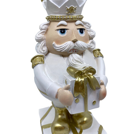 Colmore - Kandelaar Notenkraker Wit-Goud 14x32cm blokkaars Colmore - Kandelaar Notenkraker Wit-Goud 14x32cm blokkaars