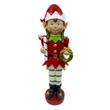 Melting Pot - Beeld Kerst Elf Meisje Krans Multicolor 12x38cm