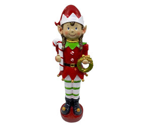 Melting Pot - Beeld Kerst Elf Meisje Krans Multicolor 12x38cm