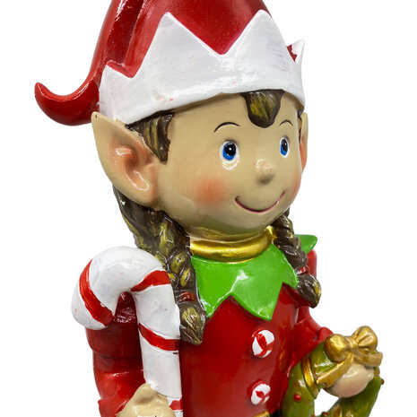 Melting Pot - Beeld Kerst Elf Meisje Krans Multicolor 12x38cm