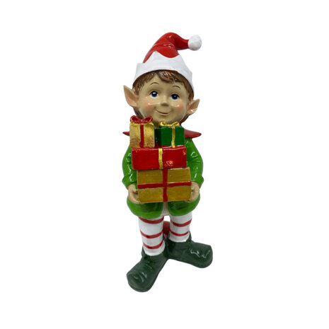 Melting Pot - Beeld Kerst Elf Jongen Kado Multicolor 10x25cm