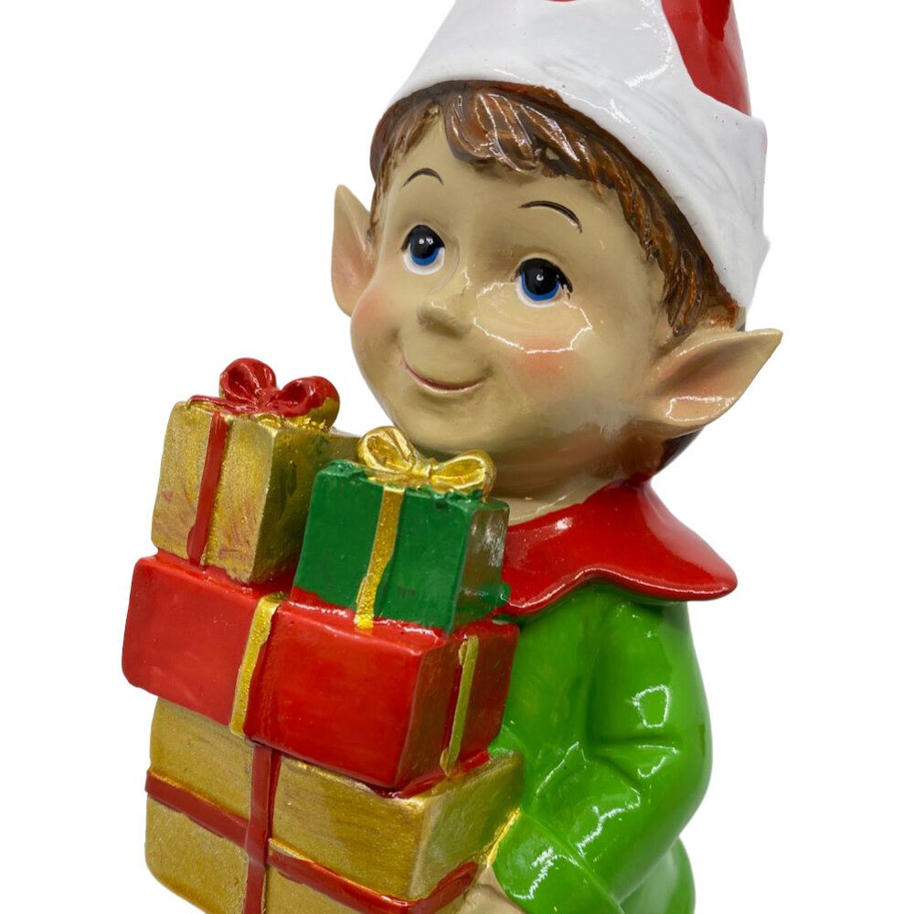 Melting Pot - Beeld Kerst Elf Jongen Kado Multicolor 10x25cm