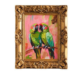 Werns - Schilderij Papegaaien Multi in Gouden Barok Lijst 44x54cm