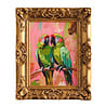 Werns - Schilderij Twee Papegaaien Multicolor Acryl op Canvas 44x54cm in Gouden Baroklijst