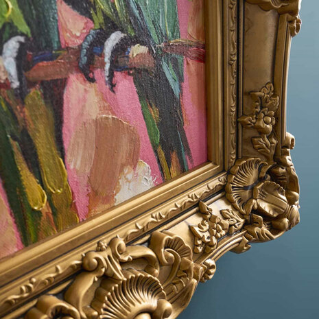 Werns - Schilderij Papegaaien Multi in Gouden Barok Lijst 44x54cm